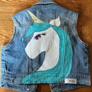 Jean Vest Justice hand painted